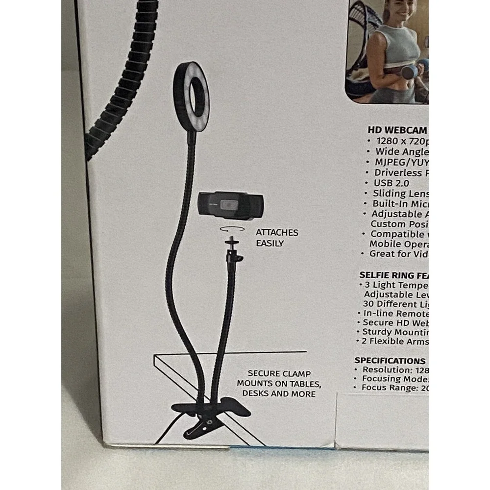 Slide HD Webcam Ring Light Bundle of 2 720P USB Webcam Streaming Video Calls